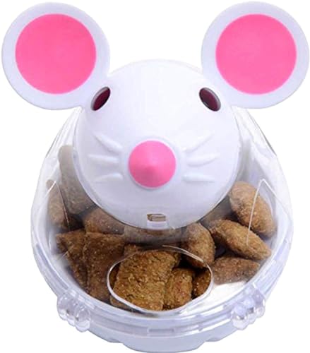 Beige Interactive Toys for Cats, Play Cat Toy Pet Cat Kitten Mouse Shape Treat Holder Food Storage Dispenser Chew Play Toy for Indoor and Kitten Exercise Mice and Animals Toys