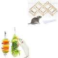 Medium Wooden Rat Climbing Ladder with 2 Stainless Steel Foraging Toys for Rats Mice and Birds