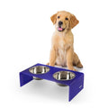 DBL2000F Keaton 5" Small/Medium Modern Acrylic Rectangular Elevated Pet Feeder with 20oz 2-Stainless Steel Bowls, Purple/Chrome - color: Purple/Chrome, size: 20 Ounces (5" Cups 2-Pack)