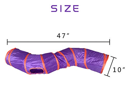 iCAGY Cat Tunnel Toys for Indoor Cats Kittens Rabbits, Pet Toy Play Tunnels | Interactive Crinkle Pop Up Tunnel Toys, Relieve Cat Boredom, Purple 47" Shape S - color: Purple