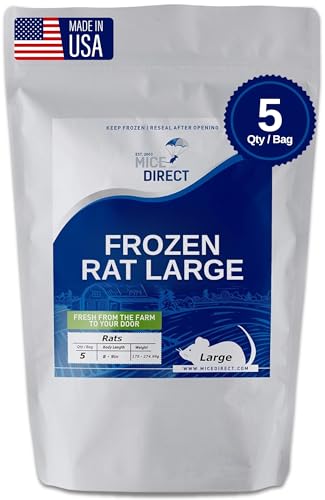MiceDirect 5 Frozen Large Feeder Snake Food Burmese Python Monitors Birds of Prey 40 Ounce - size: 8-9 in (Pack of 5)