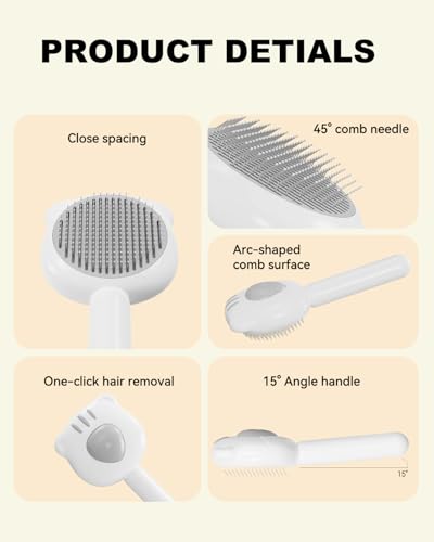 Dog Brush for Shedding, Gentle Self Cleaning Pet Brush with Release Button for Cats and Dogs, Easy to Remove Loose Hair Daily Grooming Tool During Shedding Season - color: White Tiger