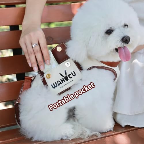 Wakytu Dog Lift Harness Dog Carrier Sling for Small Dogs & Cats,S | stylish puppy sling carrier with handle & pocket,adjustable leash,walking & travel - color: 1.0 White, size: Small(4-8 LBS)