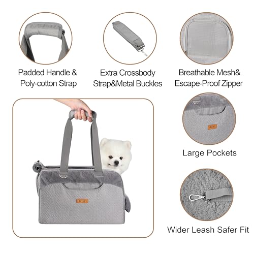 Dog Purse Carrier for Small Dogs Cats Rabbits Up to 12lbs, Lightweight Pet Sling Carriers with Large Pockets, Portable Puppy Soft Sided Tote Bag Carrier for Vet,Hiking,Travel - color: Grey-Furry