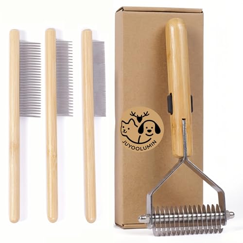 Cat Undercoat Rake & Dematting Comb, Cat Brush for Shedding | Long Haired Indoor Cats & Dogs, Detangling Brush for Matted Fur, Gently Removes Tangles, Knots & Loose Undercoat - color: Medium