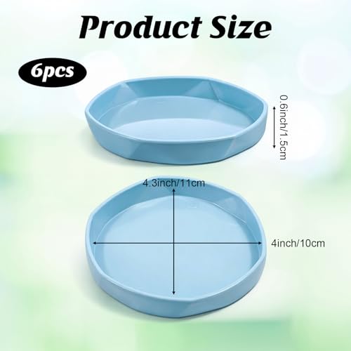 6 Pack Plastic Water Feeder Bowl Small Reptile Food Dish Bowl Reusable Worm Water Dish Plate Small Reptile Feeding Dishes for Lizard Gecko Bearded Dragon Chameleon Hermit Crabs 4" W x 4" D x 0.5" H