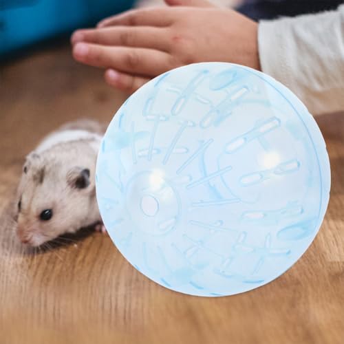 Popetpop Hamster Running Toy 4 Inch Transparent Exercise Toy for Small Pets Gerbils Chinchillas Portable Small Pet Activity Sphere - color: Sky-blue