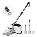 Cat Litter Scoop with Holder 43" Metal Litter Scooper with Stainless Steel Long Handle, Large Kitty Box Scooper Heavy Duty Deep Shovel for Fast Sifting, Dog Waste Scooops for Outside Pet Poop - size: Upgraded Long Handle