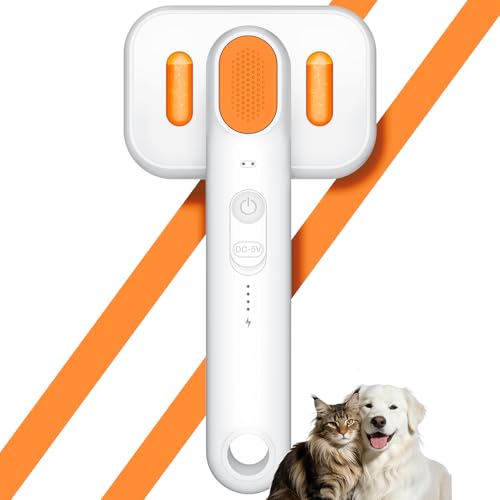 Dog Brush for Shedding & Cat Brush for Indoor Cats: 3-in-1 Cool Mist Spray Groomer – Self-Cleaning & Waterproof – Effortless Detangling, Deshedding & Bathing for Long/Short Haired or Water-Averse Pets