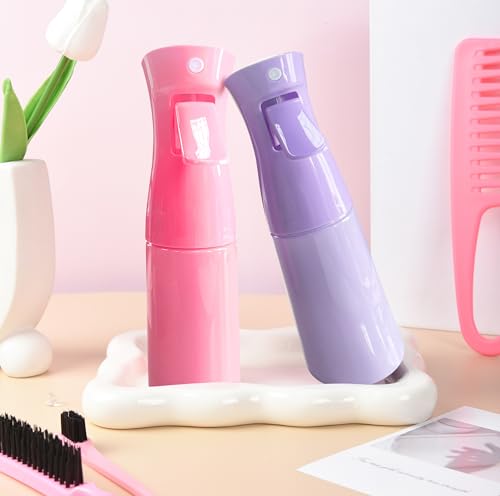 12 Pcs Hair Brush Set with Hair Spray Bottle for Toddlers, Women, Detangling Brush for Wet Dry Curly Hair, Edge Bristles Wide Tooth Rat Tail Combs for Baby Girls (pink) - color: Pink