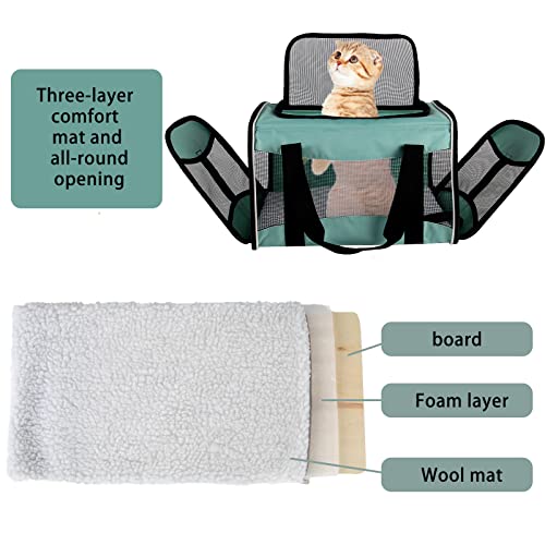 Cat Carrying Case - Pet Carrier, Up to 30Lbs Soft Sided Protable and Breathabl Pet Travel Carrier, Pet Travel Carrier Removable Fleece Pad, Collapsible for Large Cats Small Dogs(X-Large, Green) - color: green, size: 20.0"L x 13.0"W x 13.0"H
