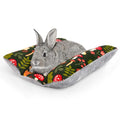 15"x14" Soft Plush Rabbit Bed Washable Cuddle Mat for Small Pets | Reversible Bunny Napping Cushion With Thicker Padding and Floral Designs for Comfortable Rest in Cages - size: Medium