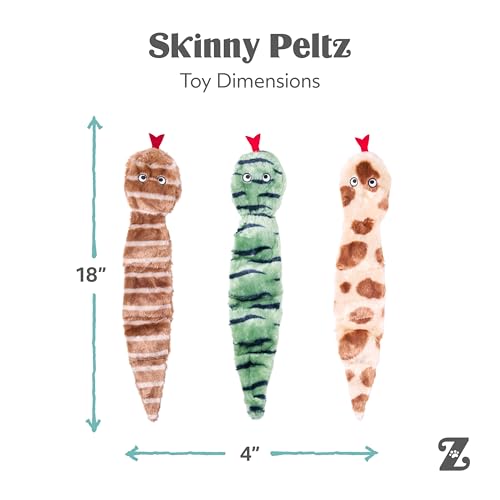 ZippyPaws Skinny Peltz No Stuffing Dog Toy Pack to Keep Them Busy - 18" | For Medium and Large Dogs, Squeaky Pet Toys, Unstuffed Chew Toys, Soft Plush Variety Pack, Desert Snakes - style: Desert Snakes - Large (3-pack)