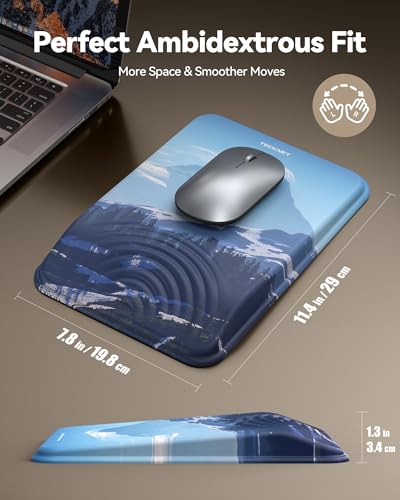 TECKNET Ergonomic Mouse Pad with Wrist Rest, Comfortable Relieves Pain | Built-in Memory Foam and Ergonomic Slope Design Relieves Carpal Tunnel Syndrome Pain, Mousepad for Office Gaming - color: Mountain Peak