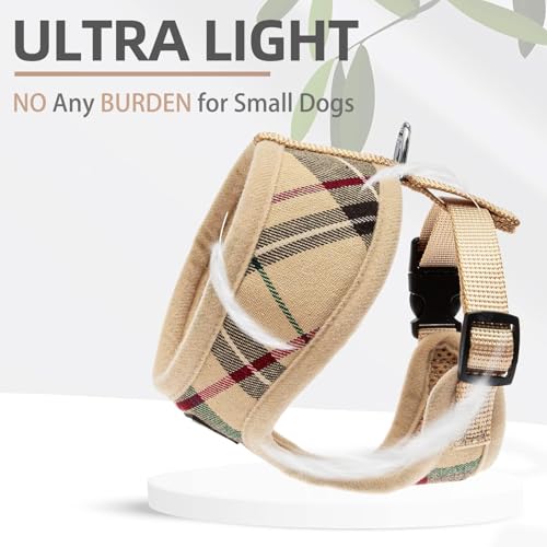 PUPTECK Soft Mesh Dog Harness Small Sized and Leash Set Pet Puppy Cat Comfort Padded Vest No Pull Harnesses, Beige, S - color: Beige, size: S (NECK: 12", CHEST: 14"-18")