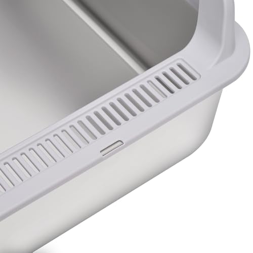Plastic Lid for Large Stainless Steel Cat Litter Box, 23.6" x 15.7" x 4" | Durable, Rounded Edges and Corners, Light Grey - size: 23.6" x 15.7" x 4" (the lid only)