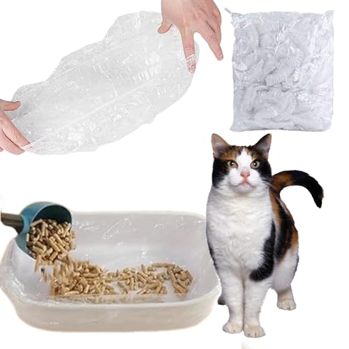 Ouliget Disposable Small Animal Litter Box Liners with Elastic,100Pcs | Portable Pet Waste Litter Box Tidy Bags,Universal Toilet Film Rabbit Cage Liner ,17x8Inches