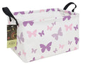 Rectangle Foldable Storage Basket Handles For Home, Purple Butterfly - color: Rec-Purple Butterfly