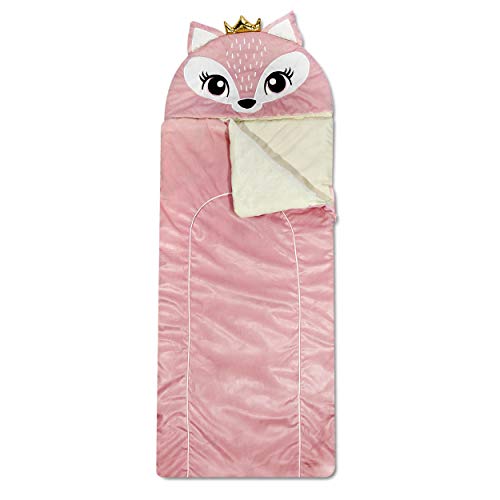 Heritage Kids Pink Fox Plush Hooded Sleeping Bag, 64" L x 25" W - style: Fox