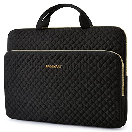 BAGSMART 13-Inch Laptop Sleeve, Black, Polyester | Lightweight Laptop Bag for Women with Pocket and Handle, Compatible with MacBook, HP, Dell, Acer and Asus notebooks - color: Black, size: 13-13.3 Inch