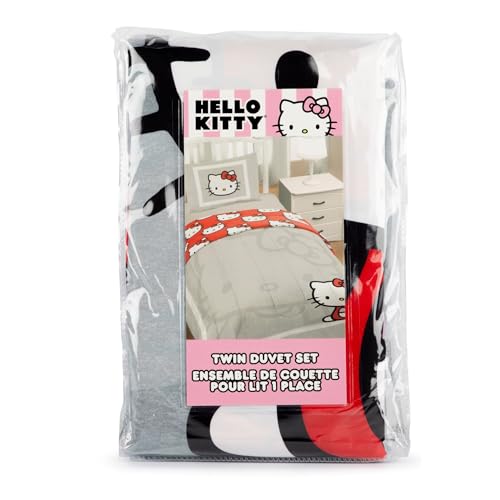 Jay Franco Duvet Cover Set – 2 Piece Comforter Cover and Sham Set, Super Soft Cozy Bedding (Insert Not Included) Grey - Hello Kitty, Twin - color: Grey - Hello Kitty, size: Twin