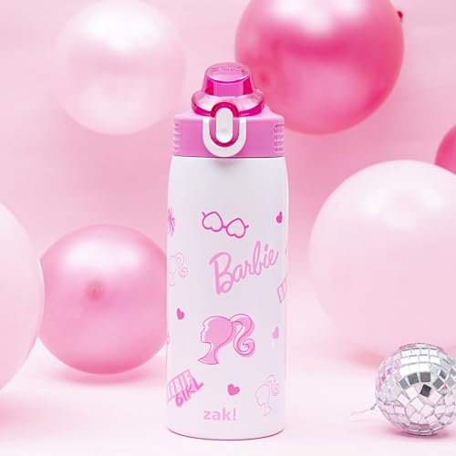 Zak Designs Barbie Sage 19oz Leak-Proof Straw Kids Water Bottle | BPA Free, Insulated Stainless Steel, Cupholder Friendly, Dishwasher Safe, Lid Lock, Handle, For School, Home, Travel, Outdoor - color: Barbie (Sage)