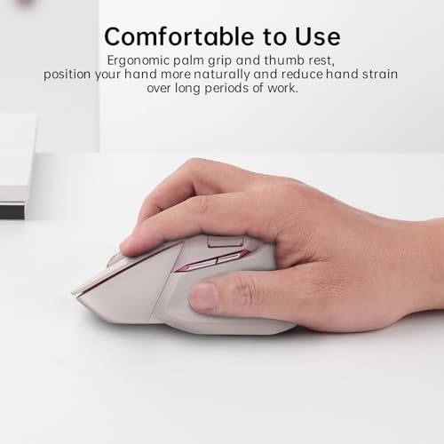 Rapoo MT760 Multi-Device Wireless Mouse, Bluetooth 5.0 and 2.4GHz Multi-Mode Connection, Up to 4 Devices, 11 Programmable Buttons, 4K DPI, Ergonomic Design, 90 Days Battery Life, PC, Pink - color: Pink, size: Standard