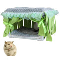 Guinea Pig Bed, Washable Small Animal Tunnel Hideouts with Curtains, Hamster Tunnel for Hamster Chinchill Small Bunny Ferret - color: Square support nest gray