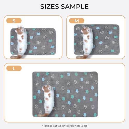 1 Pack 3 Blankets Super Soft Fluffy Premium Cute Cat Pattern Pet Blanket Flannel Throw for Dog Puppy Kitten Blue/Cyan/Grey Large(41x31 inch) - color: Blue/Cyan/Grey, size: 41x31 inch (Pack of 3)