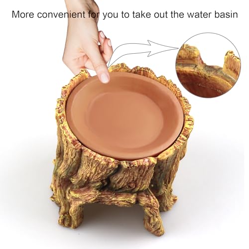 NANEEZOO Reptile Hide Cave 2 in 1 Reptile Humid Cave with Terracotta Water Basin Moisture Keeping and Shedding Help for Reptile Amphibians Leopard Gecko