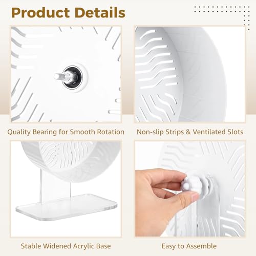 Silent Hamster Wheel, Hamster Exercise Wheel with Adjustable Acrylic Stand, Hamster Exercise Wheel for Gerbil, Syrian & Dwarf, Chinchilla and More Small Animal Hamster Running Wheels (8.2 in)