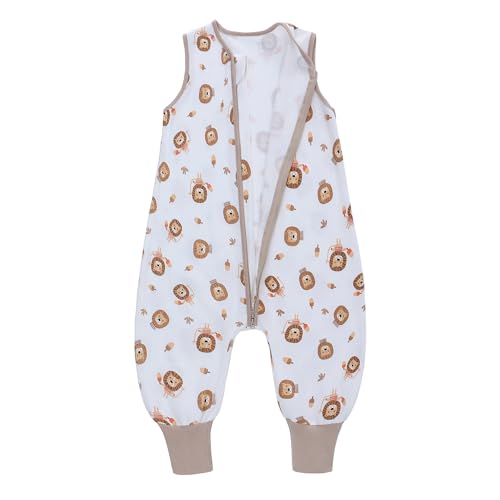 Miracle Baby Sleep Sack with Feet - 0.5 TOG 100% Breathable Cotton Wearable Blanket, Sleeveless Design Sleeping Bag for Baby - color: Lion, size: 12-24 Months(M)