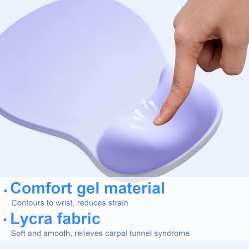 Ergonomic Mouse Pad with Gel Wrist Support, Comfortable Wrist Rest Mousepad with Non-Slip PU Base for Pain Relief, Desk, Home & Office(Gradient Purple) - color: Gradient Purple