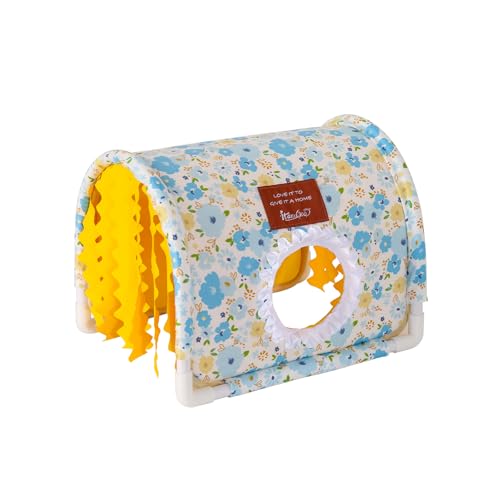 Guinea Pig Hideout No Bottom Guinea Pig Bed Easy to Clean Rabbit Hideout Bunny Beds - Small Animal Indoor Habitat for Chinchilla Ferret Hedgehog Flower-Branch Mouse (Blue Flower) - color: Blue Flower