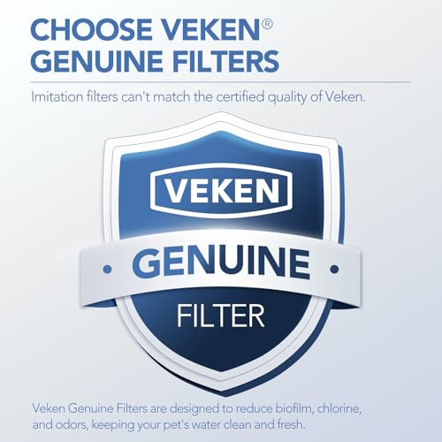 Veken Cat Water Fountain Filters, 8 Pack Replacement Filters | and 8 Pack Replacement Pre-Filter Sponges Set for 50oz, 84oz, 95oz or 108oz Automatic Pet Fountain Dog Water Dispenser