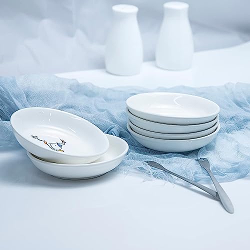 Super Cute Cartoon Animal Pattern Ceramic Sauce/Seasoning/Sushi Soy Dipping Bowl/Appetizer Plates/ Serving Dish Set (6)-Goose - color: Goose