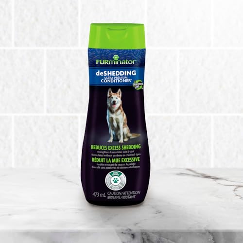 FURminator Ultra Premium deShedding Conditioner for Dogs, 16 oz | Reduces Excess Shedding, Conditioners Nourish Skin & Coat, Helps Remove Wet Dog Smell, No Parabens or Dyes, Fresh Scent - size: 16 oz, style: Conditioner