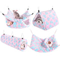 MCEAST 4 Pieces Small Pets Cage Accessories Hanging Hammock Sleeping Bag Tunnel and Bed Hideout Set Warm Sleep Nap Sack Bed for Hamster Ferret Squirrel Rabbit, Pink Hearts - style: Pink Hearts
