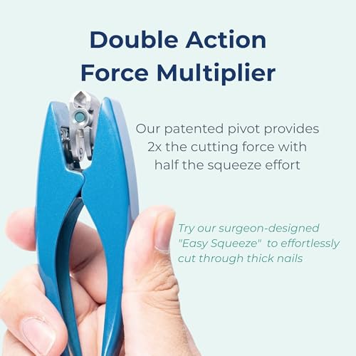 ClipperPro® Prime Toenail Clipper – Heavy Duty Ergonomic Toe Nail Clippers for Thick Nails with 180° Swivel Head, Easy-Squeeze Palm Grip Nail Cutter for Seniors, Arthritis, & Podiatrist Care - style: Blue edition