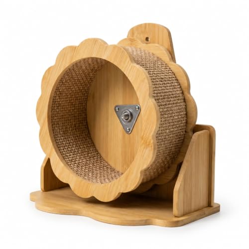 Wooden Hamster Wheel Silent Running Exercise Wheel with Stand Quiet Small Animal Wheel for Hamster Hedgehog Chinchilla Cage Accessories