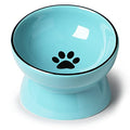 ONTUBE Ceramic Raised Cat Dishes Bowl, 10 oz (Blue) | Ceramic, elevated, 5.3in, 10oz, pet bowl, easy-clean, non-slip, sturdy, ergonomic, healthier, dishwasher-safe, microwave-safe - color: Blue