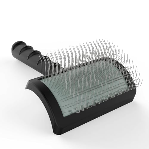 Doodle Brush Poodle Slicker Brush for Grooming Fluff Shedding Easy. | Curved Long Soft Bristles Cats Dogs Slicker Brush,Reduce Long Thick Curly Hair Tangles,Mats,Knots,Fluffy Matted Hair.25mm - color: black