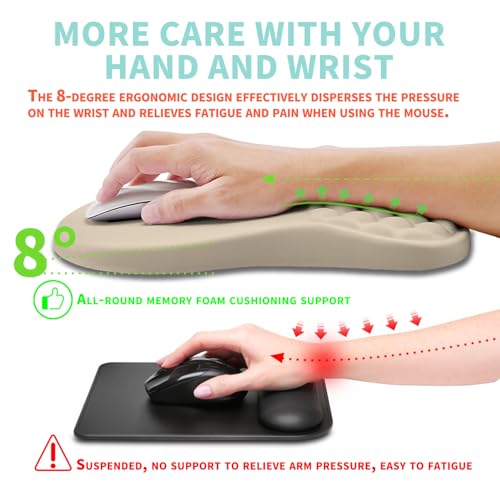 Ergonomic Mouse Pad Wrist Support with Memory Foam Massage Bulge, Carpal Tunnel Pain Relief Mousepad Wrist Rest for Mouse(12x8 inch, Apricot) - color: Kg034-apricot