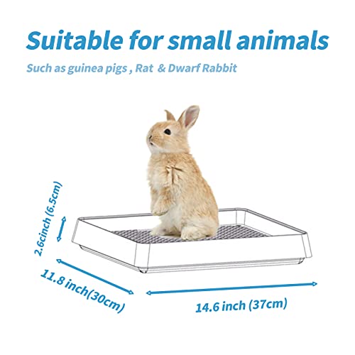 PODOO Rabbit Litter Box – Training Potty Tray for Guinea Pig & Small Pets · Spacious Grid Pan with Low Entrance, Easy-Clean & Odor-Resistant—Helps Keep a Clean Cage and Reduce Mess | Low-entry litter tray with removable grate for cleaner small-pet cages;