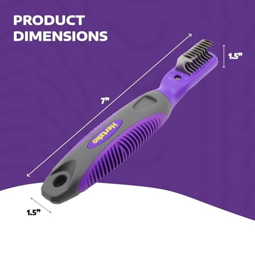 Hertzko Cat and Dog Dematting Tools Single Sided Dog and Cat Dematting Comb - for All Pets - Effortlessly Removes Tangles, Mats, and Loose Fur - Safe, Easy Grooming for Cats and Dog - Large - size: 10 Teeth