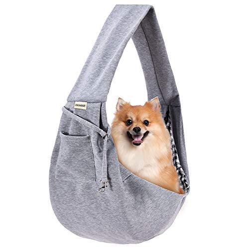 FDJASGY Small Pet Sling Carrier-Hands Free Reversible Pet Papoose Bag Tote Bag with a Pocket Safety Belt Dog Cat for Outdoor Travel Charcoal Gray - color: Charcoal Gray