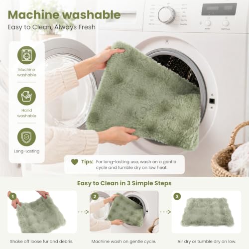 2 Pack Rabbit Mat, Soft Plush Bunny Bedding with Non-Slip Bottom, Washable Fluffy Guinea Pig Cage Liner, Small Pet Sleeping Pads for Hamster, Chinchilla, Green - color: Green
