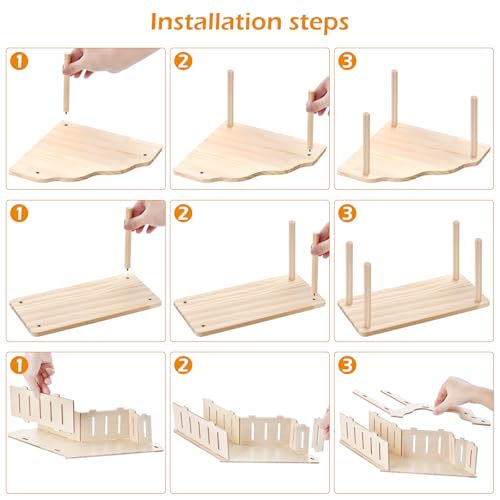 5-in-1 Wooden Hamster Toys Set Hamster House Hideout with Ladder Bridge Platform Table Climbing Ramp, Chew Toy for Syrian Dwarf Hamsters Gerbils Small Pets Cage Accessories Natural Wood Habitat Decor