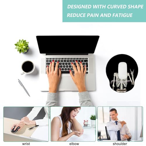 Mouse Pad with Wrist Support, Ergonomic Mouse Pad with Memory Foam Wrist Rest Cushion, Non-Slip Rubber Base Gaming Mice Pad for Home Office Computer Laptop, Human Skeleton - color: L-human skeleton