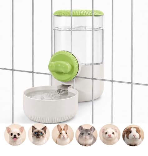 34 oz Hanging Water Dispenser for Small Animals, Guinea Pigs & Rabbits | Secure Mount | Adjustable Height | One-Way Flow | Outside Refill | Easy Cleaning - color: Light Green